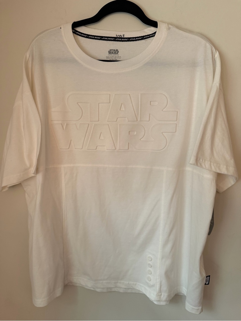 Disney Star Wars Womens XL White Embossed Logo Graphic Tee NWT Lucasfilm Shirt